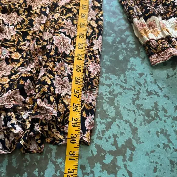 Billabong Gypset Boho Fall Brown, Pink Orange Black Floral Dress/Coverup, Size M - Picture 12 of 14